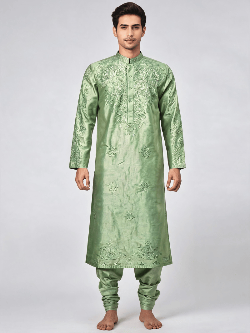 Men's Kurta on an AI model, created with Pixla AI