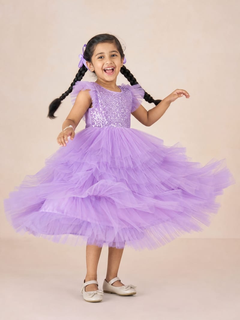 Kids Party Frock on an AI model, created with Pixla AI