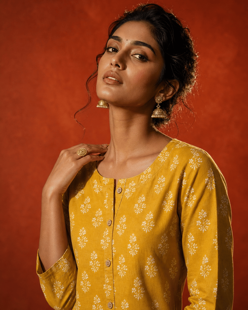 Editorial Look on an AI model, created with Pixla AI